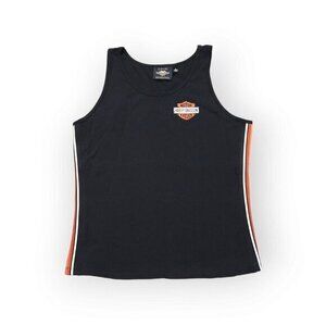 Harley Davidson Tank Top Womens XL Rhinestone Motorcycle Striped Bar Shield‎